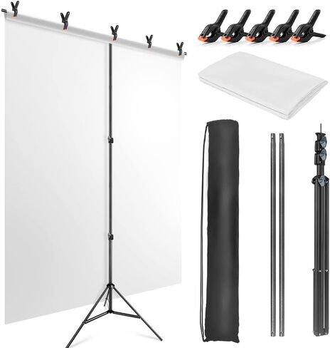 Product Photography Photo Backdrops Stand Kit, Photo Background, 26.8x50in White Black Backdrop Background with 26x29in Small T-Shape Backdrop Stand Tabletop Photo Shoot for Jewelry Cosmetics in Kuwait