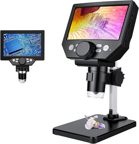 LCD Digital Microscope,4.3 Inch 1080P 10 Megapixels,10MP Camera Video Recorder with HD Screen,1-1000X Magnification Zoom Wireless USB Stereo Microscope Camera, in Kuwait