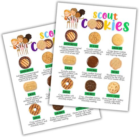 Scout Cookie Menu Sheets | 50 Pack, 8.5 x 11" Regular Paper Sales Rewards Girl Booth Supplies Troop Leader Books for Troop Number Cookie with Name & Flavor Description Reorder Cards in Saudi Arabia
