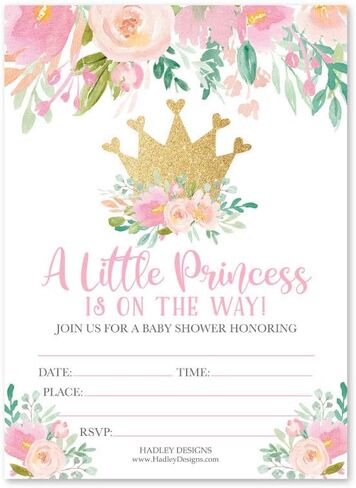 25 Mermaid Baby Shower Invitations, Sprinkle Invite for Girl, Under The Sea Nautical On Her Way, Cute Gold Printed Fill or Write in Blank Printable Card, Unique Modern Coed Twin Party Paper Supplies in Saudi Arabia