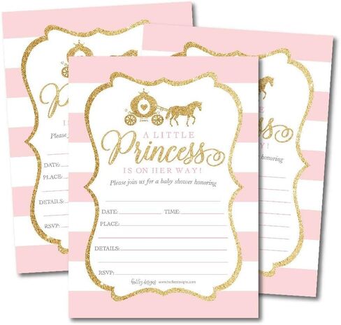 25 Mermaid Baby Shower Invitations, Sprinkle Invite for Girl, Under The Sea Nautical On Her Way, Cute Gold Printed Fill or Write in Blank Printable Card, Unique Modern Coed Twin Party Paper Supplies in Saudi Arabia