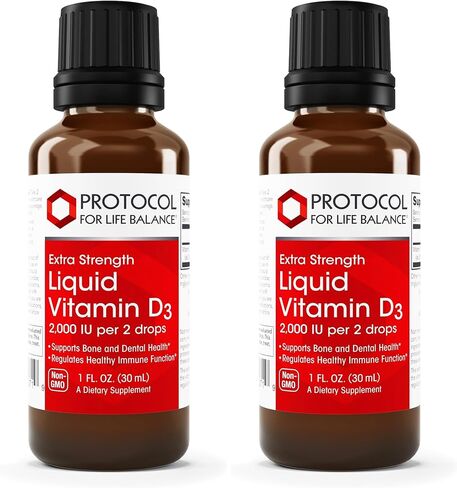 Protocol Liquid Vitamin D3 2,000 IU - Extra Strength - Bone & Teeth Support* - Dietary Supplement for Immunity & Bone Mineralization* - Non-GMO, Halal, Kosher, Keto-Friendly - 536 Servings in Kuwait