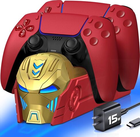 PS5 Controller Charger Station for Playstation 5 Dualsense Controllers: Fast PS5 Dual Controller Stand Charger Dock-LED PS5 Controller Charging Station Accessories for Playstation 5 Storage (Yellow) in Saudi Arabia