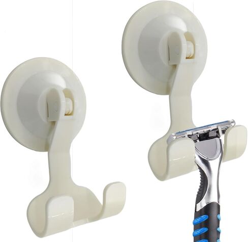 2-Pack Razor Holder with Suction Cup for Home or Hotel, Vacuum Wreath Hangers for Door or Window, Black in Kuwait