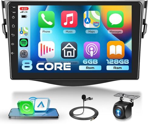 8 CORE 2G+64G Car Radio for Toyota RAV4 2007-2011 with Wireless Apple CarPlay/Android Auto, Podofo 9 Inch 1280 * 720P IPS Touch Screen Stereo Android 13 GPS WiFi Bluetooth DSP SWC + HD Backup Camera in Saudi Arabia