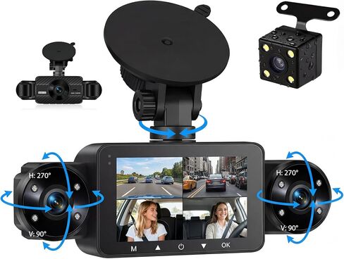 كاميرا داش مزدوجة للسيارات الأمامية والداخلية شاشة IPS 3.16 بوصة 1080 بكسل HD DVR كاميرا مسجل فيديو مسجل القيادة 2 شاشات منفصلة تسجيل حلقة تلقائية رؤية ليلية زاوية واسعة in Saudi Arabia