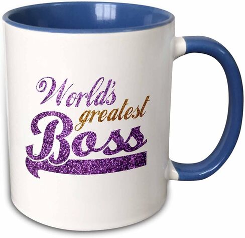 3dRose Worlds Greatest Boss Two Tone Blue Mug, 11 oz in Saudi Arabia