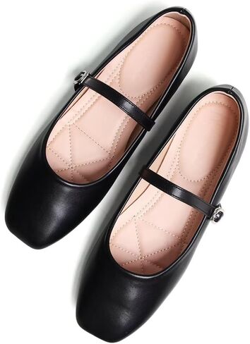 TN TANGNEST Leather Flats for Women Comfortable Square Toe Slip On Flats Soft Work Flats Retro Mary Jane Flats Wine red 42(9.5) 2 in Kuwait