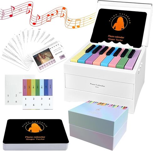 Piano Desk Calendar 2025, Playable Piano Desk Calendar 2025, Swift Mini Piano Calendar With 52 Music Scores, Mini Piano Calendar 27 Cards Gifts for Swift Fans Home Decor - White in Kuwait