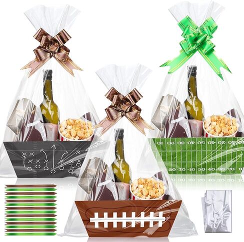 Yeaqee 12 Sets 8 x 10 Inch Football Baskets for Gifts Empty Baskets with Bows Ribbons Bulk gift boxes football Gift Box for Holiday Party Favors in Saudi Arabia