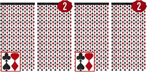 xo، ستارة كازينو Fetti Party Decoration باللونين الأحمر والأسود - مجموعة من قطعتين | لوازم ألعاب البطاقات العازبة، كشك صور عيد ميلاد فيغاس، خلفية حفلة البوكر in Kuwait