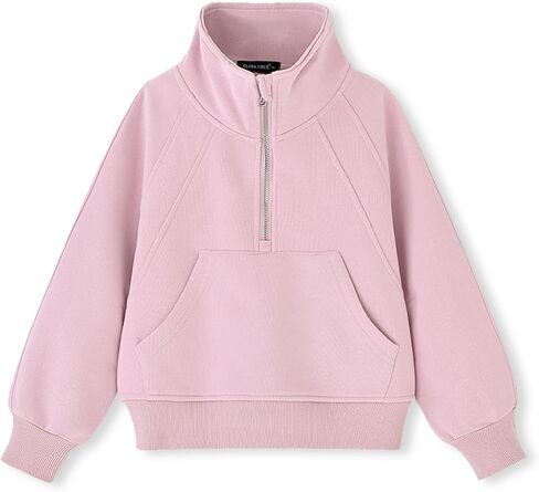 ACESTAR Girls Half Zipper Sweatshirts Long Sleeve Zip Up Pullover Tops for Teen Girls kids Mock Neck Sweater 4-14 Years in Kuwait