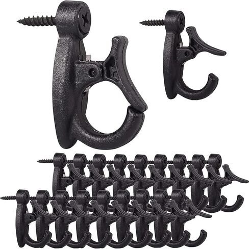 20 PCS Light Hanger Hooks, Screw Hooks for Hanging Outdoor String Lights Hooks, Christmas Lights, Patio Lights, Light Wire and Plants - Black in Saudi Arabia