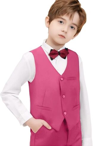Boys Formal Suit Vest Kids 3 Button Adjustable Back Strap Toddler Vests in Kuwait