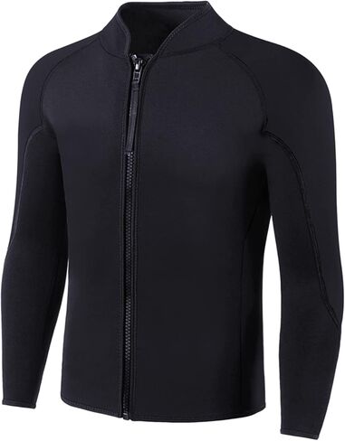 Wetsuit Top Men,2mm Mens Wetsuit Top Long Sleeve Wetsuit Jacket Men Front Zip Warm Neoprene Wets Suit Jackets for Men Stretch Mens Wetsuit Jacket in Kuwait