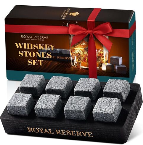 Whiskey Stones Gift Set by Royal Reserve – Artisan Crafted Reusable Chilling Rocks for Scotch Bourbon – Christmas Modern Stocking Stuffer for Men Husband Dad Boyfriend Guy in Saudi Arabia