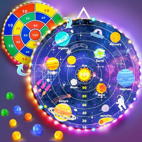 2 in 1 29" Large LED Dart Board for Kids 8-12 Games with 12 LED Sticky Balls, Indoor & Outdoor Games for Kids 8-12, APP Control Board Games for Kids, Gifts Games for Kids Ages 4-8 Boy and Girls Kids in Saudi Arabia