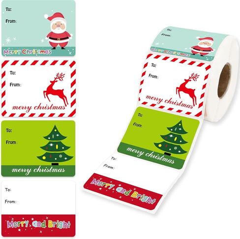 500 Pcs Christmas Gift Tags - Christmas Labels Stickers, Self Adhesive Christmas Name Tag Stickers for Presents, Christmas Gift Labels, to and from Christmas Tags Xmas Santa Holiday Decor in Kuwait