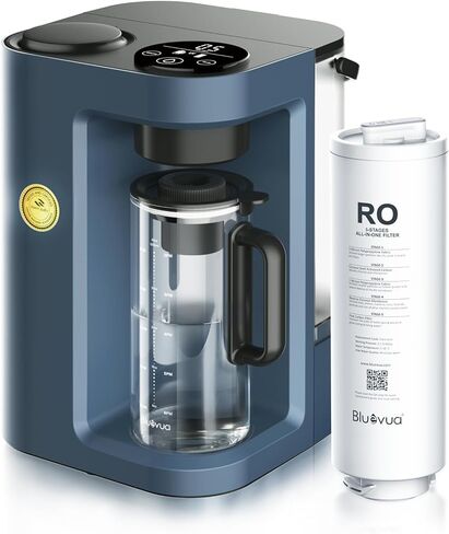 Bluevua RO100ROPOT-LITE Countertop Reverse Osmosis Water Filter System, 5 Stage Purification, 3:1 Pure to Drain, Portable Water Purifier (No Installation Required) (White) in Kuwait