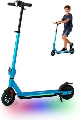 سكوتر كهربائي للأطفال من عمر 6 إلى 12 عامًا، محرك 150 وات، 4/7/11 ميل في الساعة، وقت ركوب 60 دقيقة، سرعة قابلة للتعديل، شاشة LED، أضواء ملونة، فرامل إلكترونية، سكوتر كهربائي للأطفال قابل للطي in Kuwait