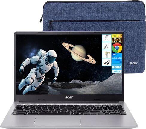 كمبيوتر محمول acer، كمبيوتر محمول Chromebook بشاشة 14 بوصة FHD تعمل باللمس، Intel Core i3-N305، ذاكرة وصول عشوائي 8 جيجابايت، 1 تيرابايت (512 جيجابايت SSD + بطاقة 512 جيجابايت)، كاميرا ويب، بلوتوث، Wi-Fi 6E، نظام تشغيل Chrome، قلم RK Stylus، للكلية والمدر in Saudi Arabia