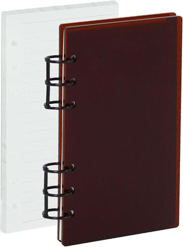 A6 Binder 6-Ring Clear Acrylic Binder Notebook Cover, Gold Metal Round Ring with 45 Sheets Lined Inner Papers, A6 Planner Budget Binder (Glitter, A6) in Kuwait