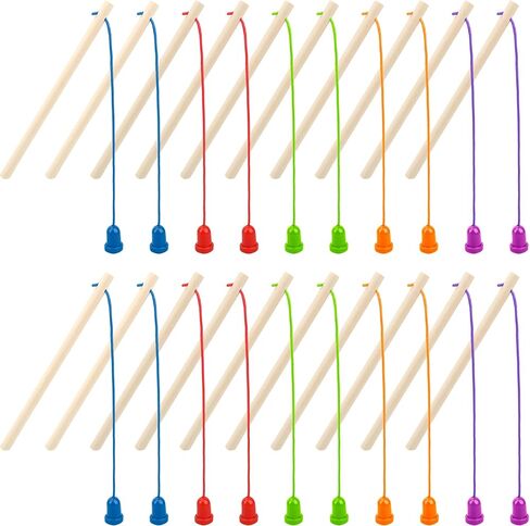 20 Pack Mini Wooden Magnetic Fishing Pole Small Wood Magnet Pole Fishing Rod Wooden Magnetic Fishing Game Rod for Preschool Boys Girls Fishing Game Activity in Kuwait