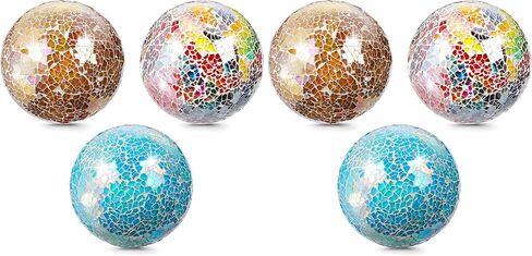 TOPZEA Set of 3 Decorative Glass Balls, 4 Inch Colorful Glass Mosaic Sphere Bowl Filler Orbs Set Ornaments Decoration for Centerpieces Bowls, Vase, Tray, Dinning Room Coffee Table Decor in Kuwait