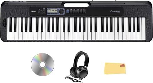 Casio CT-S300 Keyboard Bundle with Adjustable Stand, Bench, Headphones, Sustain Pedal, Piano Book, Instructional DVD, and Austin Bazaar Polishing Cloth in Saudi Arabia