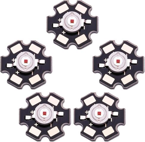 3W White LED Chip,5PCS High Power SMD COB Light Emitting Diode with Aluminum Plate 20mm Star PCB Base Heat Sink Repair Lamps Bulbs Floodlight DIY Lighting (700mA,3.2-3.6V,140deg,6000-7000K) in Kuwait