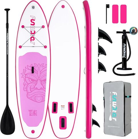 FunWater SUP Inflatable Stand Up Paddle Board 10'6×33"×6" Ultra-Light Inflatable Paddleboard with ISUP Accessories,Fins,Adjustable Paddle, Pump,Backpack, Leash in Kuwait