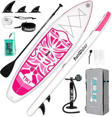 FunWater SUP Inflatable Stand Up Paddle Board 10'6×33"×6" Ultra-Light Inflatable Paddleboard with ISUP Accessories,Fins,Adjustable Paddle, Pump,Backpack, Leash in Kuwait