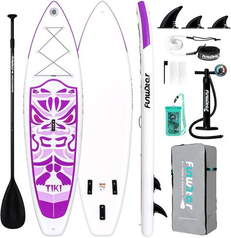 FunWater SUP Inflatable Stand Up Paddle Board 10'6×33"×6" Ultra-Light Inflatable Paddleboard with ISUP Accessories,Fins,Adjustable Paddle, Pump,Backpack, Leash in Kuwait