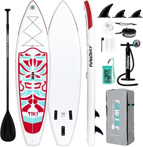 FunWater SUP Inflatable Stand Up Paddle Board 10'6×33"×6" Ultra-Light Inflatable Paddleboard with ISUP Accessories,Fins,Adjustable Paddle, Pump,Backpack, Leash in Kuwait