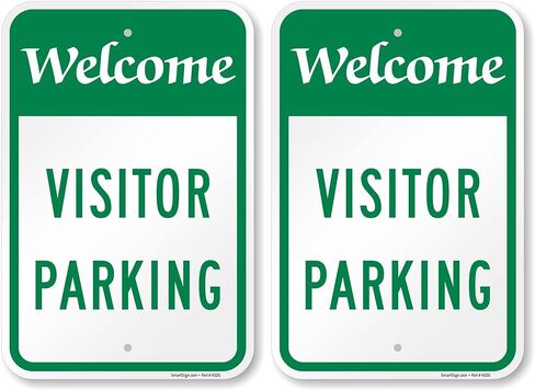 SmartSign 18 x 12 inch “Welcome - Visitor Parking" Metal Sign, 120 mil Aluminum Composite (ACM), Engineer Grade Reflective Material, Green and White in Saudi Arabia
