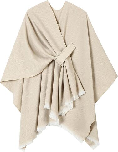 سترة نسائية ملفوفة بالشال دافئة ذات كيب شالات مفتوحة من الأمام لأيام الطقس البارد في الربيع والخريف والشتاء in Kuwait