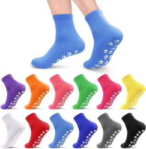 12 pairs pilate socks yoga socks grippy socks Non slip socks woman with Hospital socks solid color bulk Ankle for home workout in Saudi Arabia