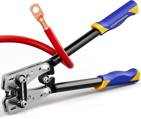 haisstronica Automotive Battery Cable Lug Crimping Tool Kit for 8, 6, 4, 2, 1, 1/0 AWG Battery Terminals Heavy Duty Battery Cable Ends Crimper with Cable Cutters,32PCS Copper Lugs,Heat Shrink Tubing in Kuwait