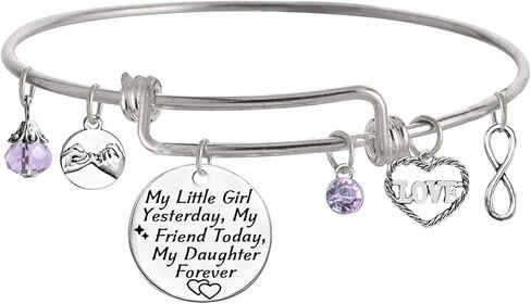 My Little Girl Yesterday My Friend Today My Daughter Forever Bracelet,Expandable Bangle Gift for Girl in Saudi Arabia