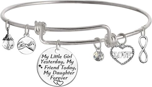 My Little Girl Yesterday My Friend Today My Daughter Forever Bracelet,Expandable Bangle Gift for Girl in Saudi Arabia