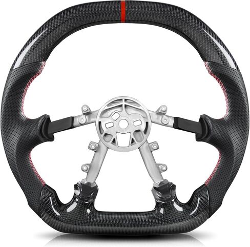Steering Wheel for Chevy Corvette C5 1997-2004 Hydro-Dip Carbon Fiber D-shaped Flat-bottom Steering Wheel Preforated Leather Grip Hand-Stitched Compatible with Corvette C5 Base Z06 in Kuwait