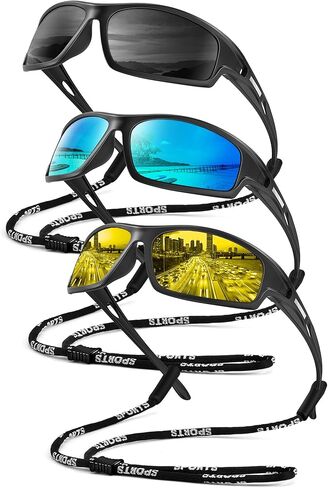 Polarized-Sunglasses-Men Sports Mens-Sunglasses: Sun-Glasses with UV400 Protection for Driving Golf Fishing Running in Kuwait