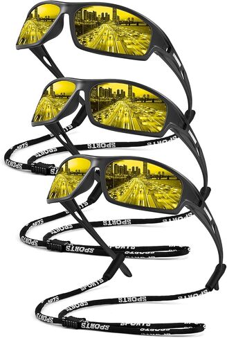 Polarized-Sunglasses-Men Sports Mens-Sunglasses: Sun-Glasses with UV400 Protection for Driving Golf Fishing Running in Kuwait