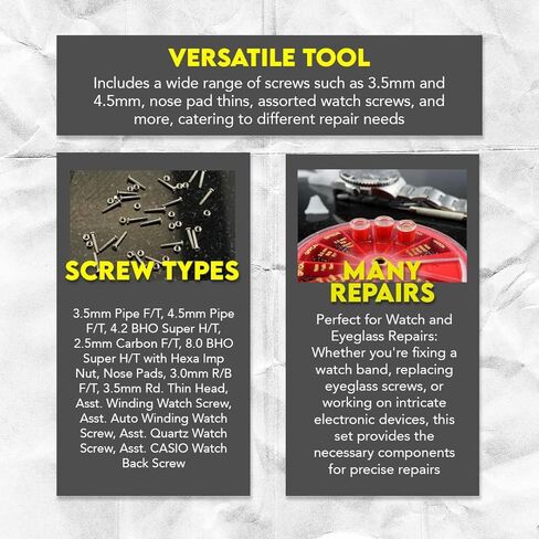 SE 250-Piece Repair Screw Set - Includes Revolving Organizer, Assorted Screws for Watches, Eyeglasses, Sunglasses and More - JT69250 in Saudi Arabia