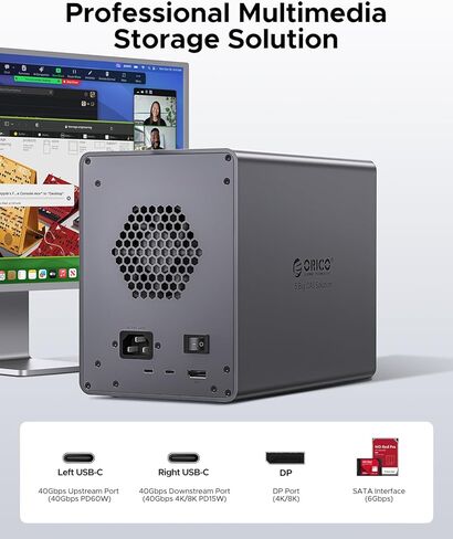 حاوية محرك الأقراص الصلبة الخارجية ORICO 40 جيجابت في الثانية Daisy Chaining 5bay مع واجهة محور من النوع C وتوسيع DP تدعم فيديو 4k/8k حتى 330 تيرابايت-9858T3 in Saudi Arabia