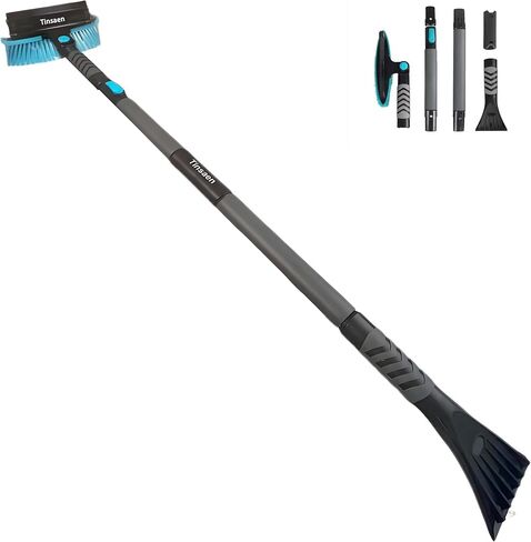 42" Ice Scraper and Extendable Snow Brush with Squeegee for Car Windshield, Heavy Duty Pivoting Cleaning Broom for SUV Truck, Detachable Snow Removal Tool with Telescoping Aluminum Rod in Saudi Arabia