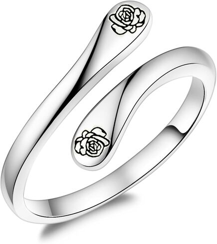 Fookduoduo Lotus Just Breathe Rings للنساء - خواتم وعد من الفضة الاسترليني زهرة الأمل قابلة للتعديل للنساء هدايا مجوهرات ملهمة in Kuwait