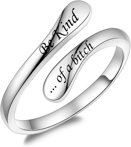 Fookduoduo Lotus Just Breathe Rings للنساء - خواتم وعد من الفضة الاسترليني زهرة الأمل قابلة للتعديل للنساء هدايا مجوهرات ملهمة in Kuwait