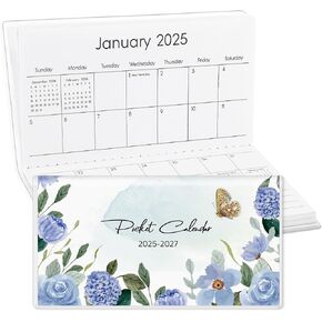 Pocket Calendar 2024-2026, Moon Pocket Calendar 2025 for Purse, Mini Monthly Calendar with Pvc Cover, Small Size (3.5" x 6"), From November 2024- December 2026 in Kuwait