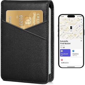 محفظة للرجال، تعمل مع Apple Find My، محفظة نحيفة للرجال، محفظة جلدية أصلية للرجال، محافظ جيب أمامية ثنائية الطي للرجال، حجب RFID، حامل بطاقة الائتمان، متتبع المحفظة، أسود in Kuwait